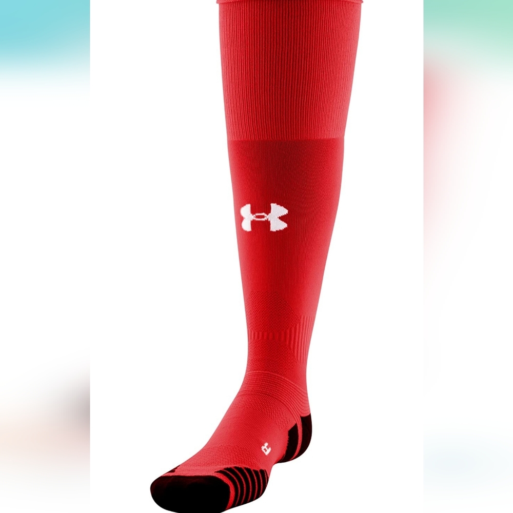 Under Armour UA SOCCER athletic cushioned Over-the-calf OTC knee high sock red